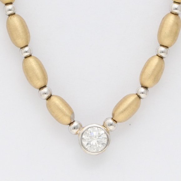 14K Gold Bezel Diamond Necklace 0.5 Ct G Vs2 C22000099 - Picture 1 of 3